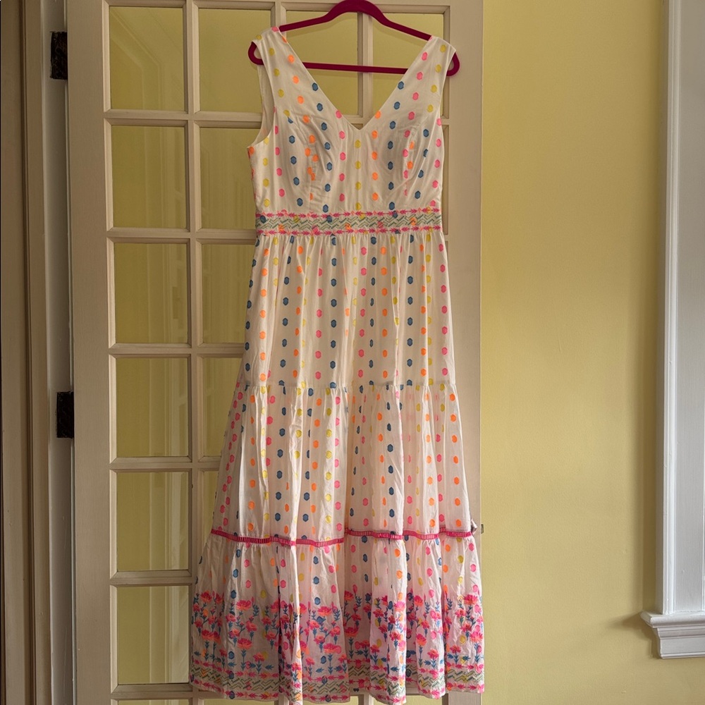 Lilly Pulitzer White Dress with Colorful Polka Dots